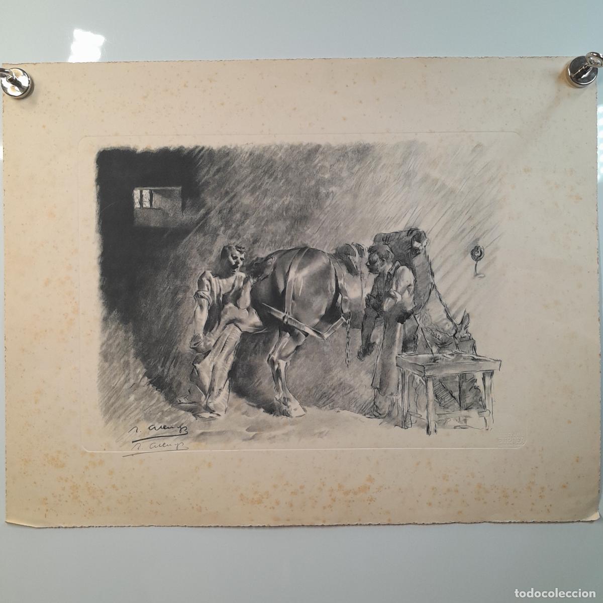 Arte: RICARD ARENYS GALDON (1914-1977). GRABADO. HERRANDO AL CABALLO. 1960 CA.