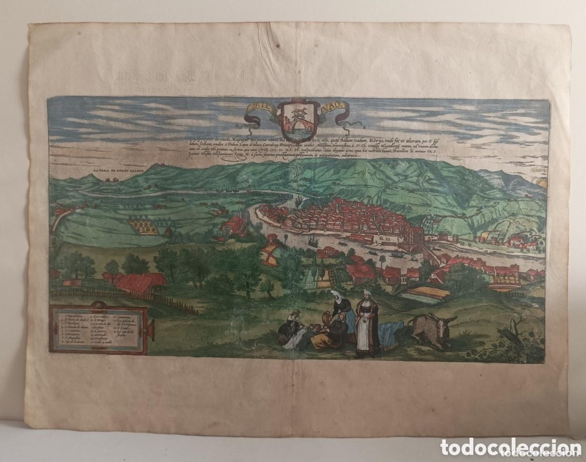 Arte: BILBAO GRABADO SIGLO XVI ,ORIGINAL (FRANZ HOGENBERG 1575) BRAUN, GEORG & HOGENBERG