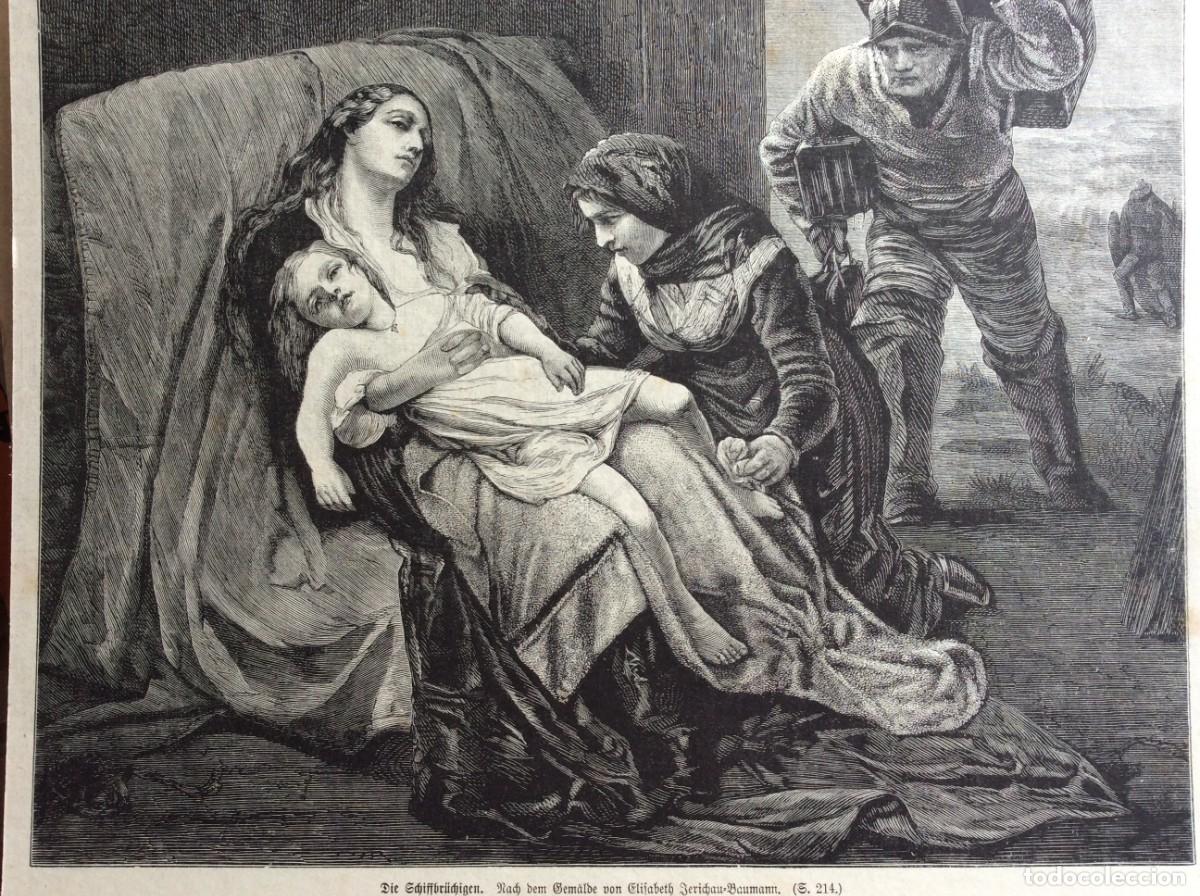 Arte: Os n&aacute;ufragos. Xilogravura alem&atilde; do s&eacute;culo XIX.