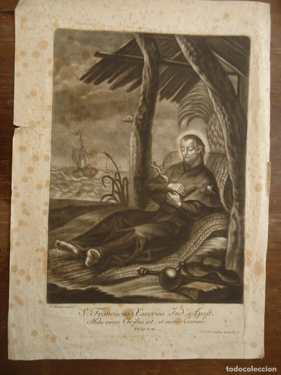 Arte: RARO GRABADO DE SAN FRANCISCO JAVIER. S. XVIII. INDIA MOLUCAS JAPON
