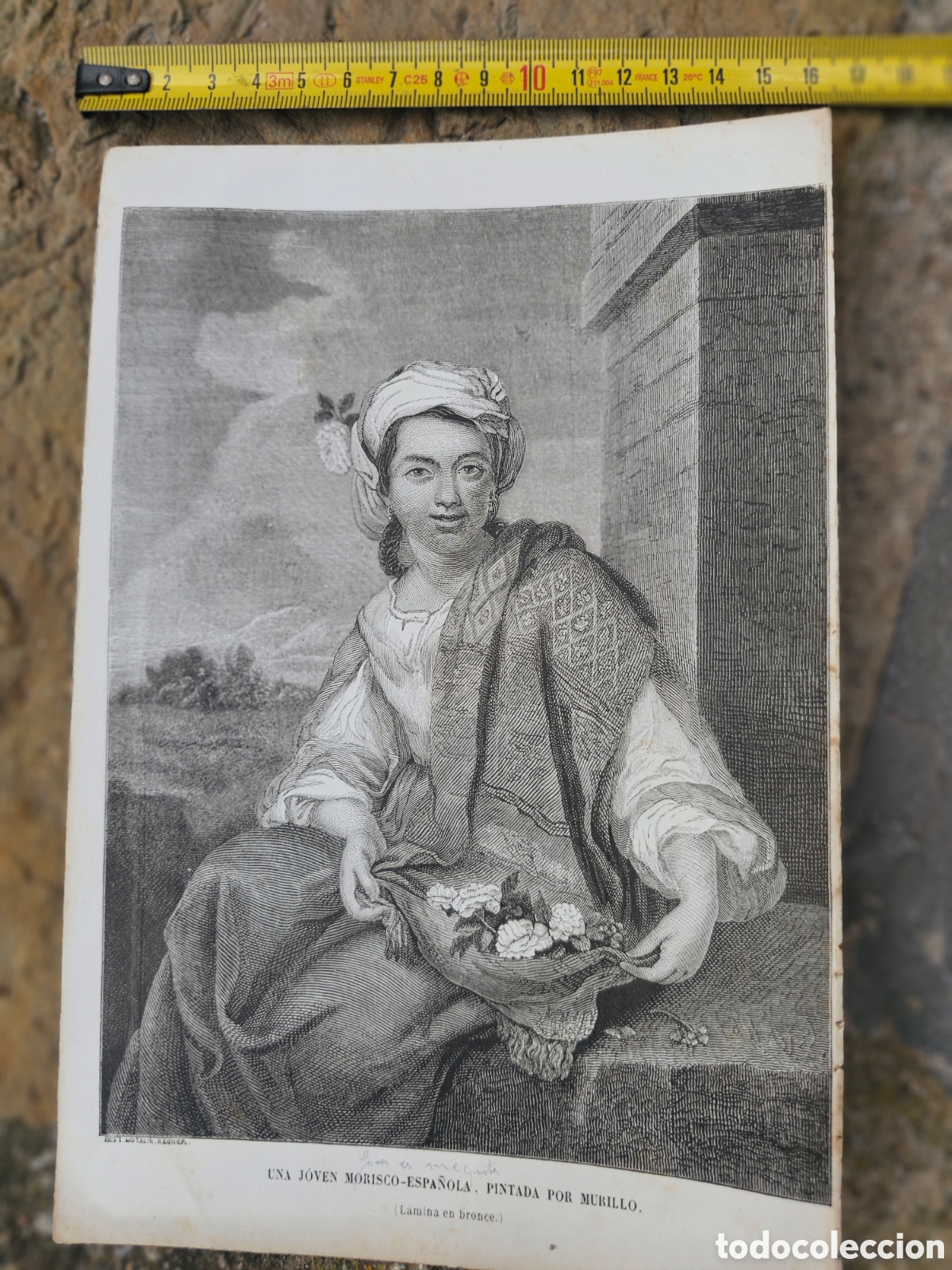 Arte: Grabado Antiguo (L&aacute;mina en Bronce) - &rdquo;Una Joven Morisco-Espa&ntilde;ola&rdquo; seg&uacute;n Murillo