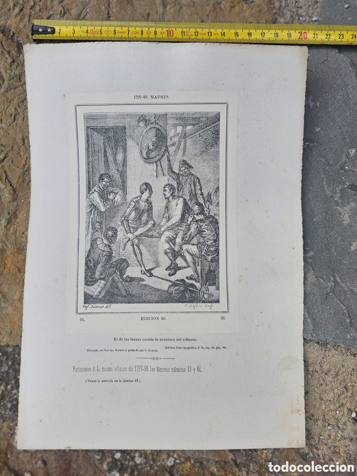 Arte: Grabado Antiguo &rdquo;Don Quijote&rdquo; (1797-98) - Ilustraci&oacute;n de Rafael Ximeno