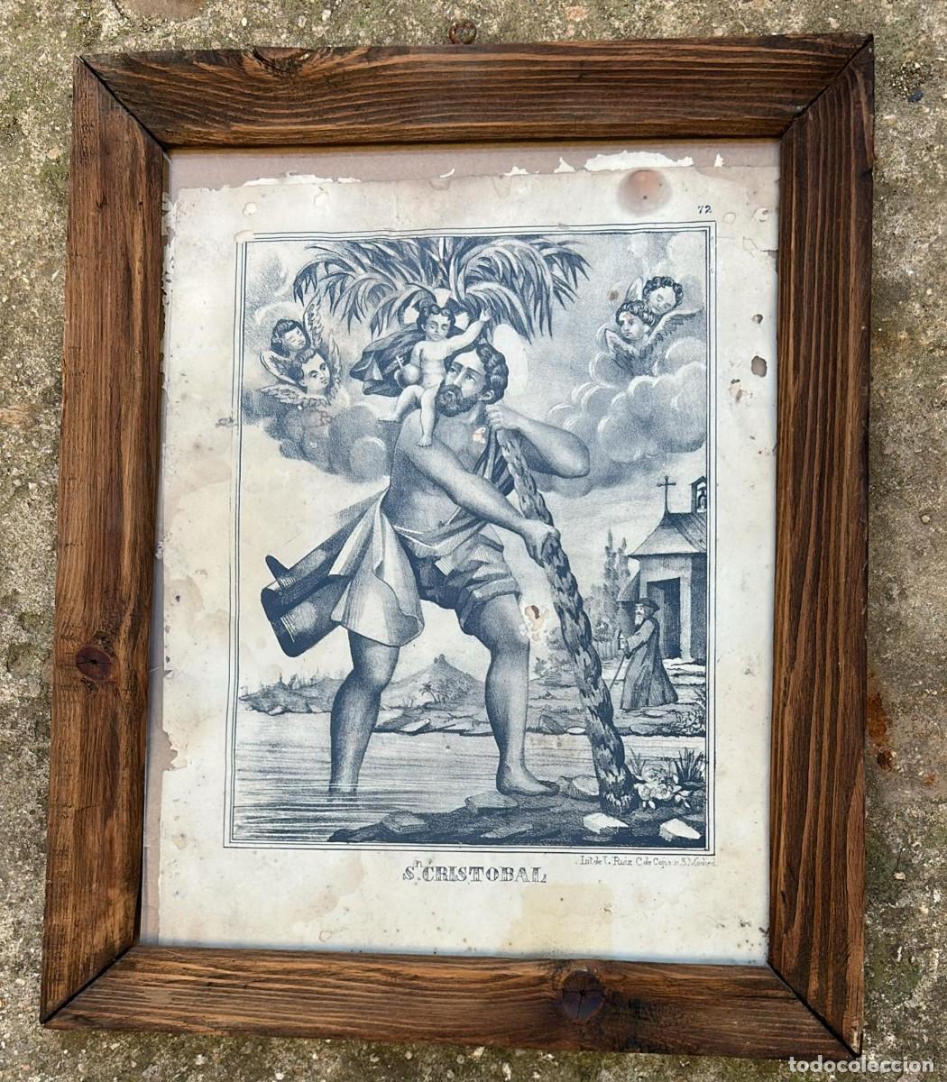 Arte: GRABADO DE SAN CRIST&Oacute;BAL ANTIGUO DE J. RUIZ DE MADRID DE 41 X 33 CMS.