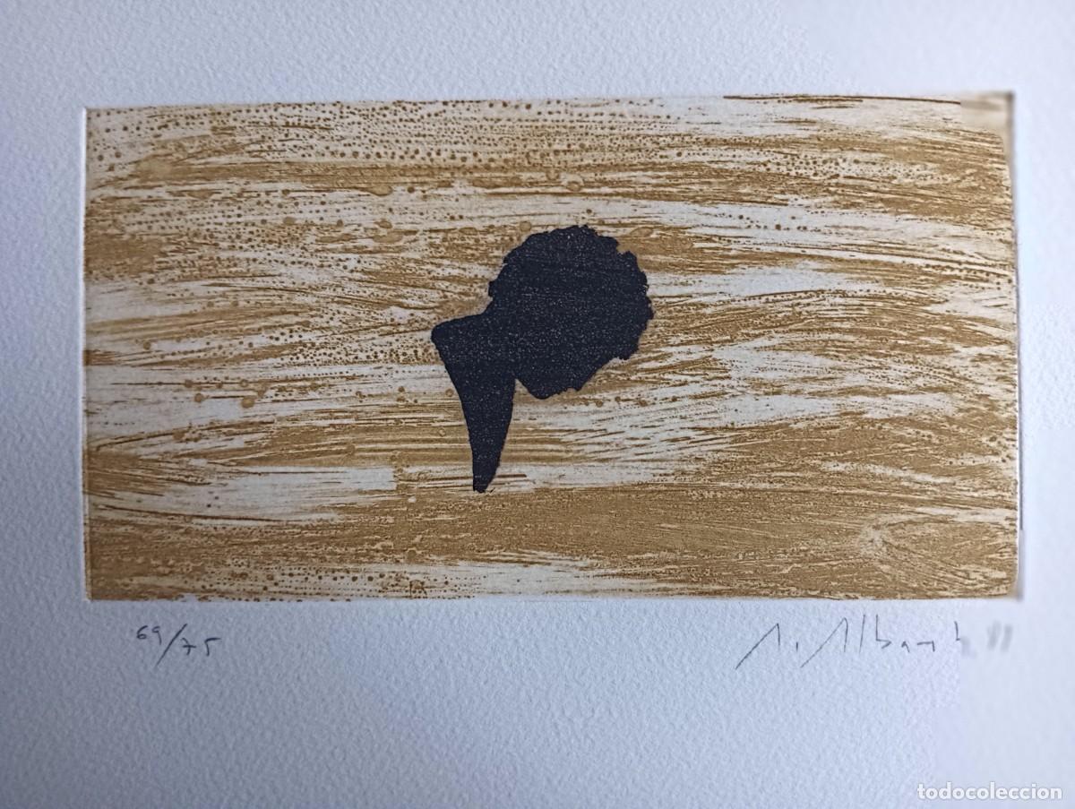 Arte: Alfonso Albacete (Antequera, M&aacute;laga, 1950) grabado 11x20 papel 28x38cms firmado mano 1989 y num /75