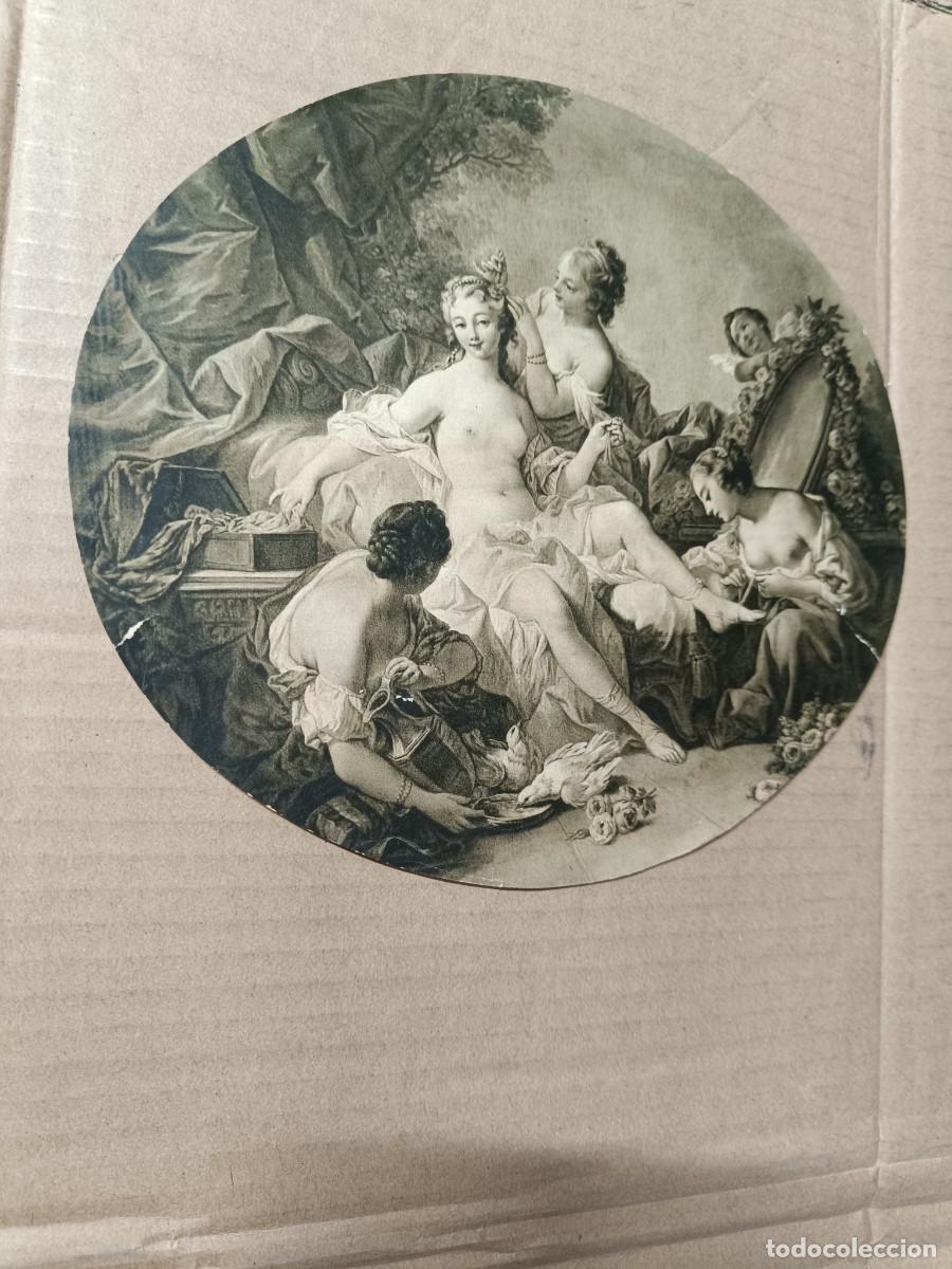 Arte: ANTIGUO CARTEL REDONDO DEL SIGLO XIX, MUJER DESNUDA, EROTICO -P21