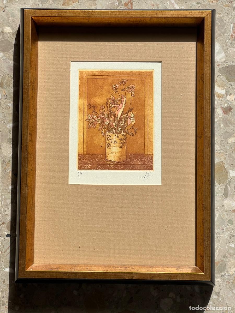 Arte: Grabado aguafuerte firmado 11/75 flores