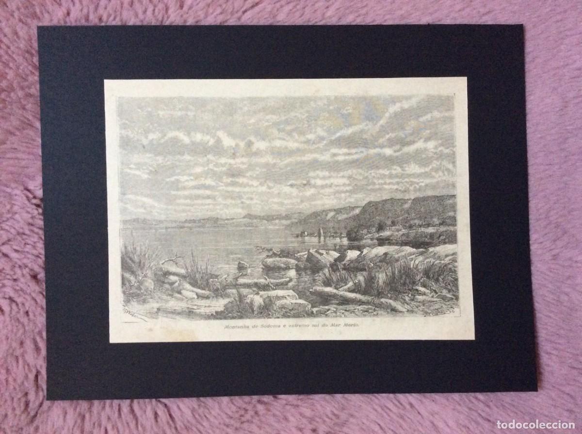 Arte: Tema: M&eacute;dio Oriente - Montanha de Sodoma. Xilogravura do s&eacute;culo XIX