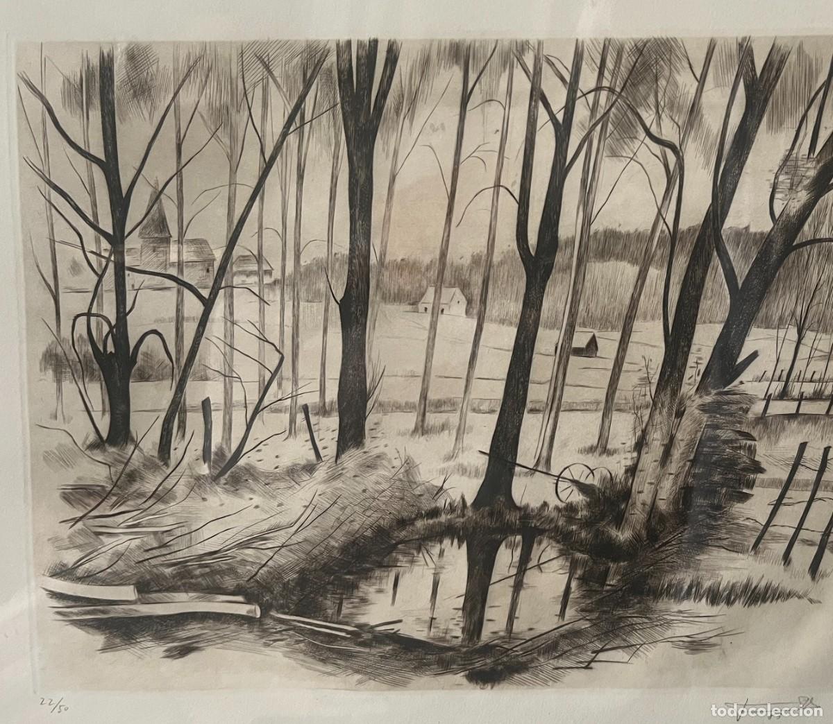 Arte: JAUME PLA. Bassal 1. Anjou. Grabado a buril. Filigrana ROSA VERA, n. 22/50 . A&ntilde;o 1983. Firmado