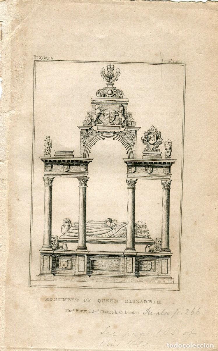 Arte: Monument of Queen Elizabeth Grabado por Thomas Hurst