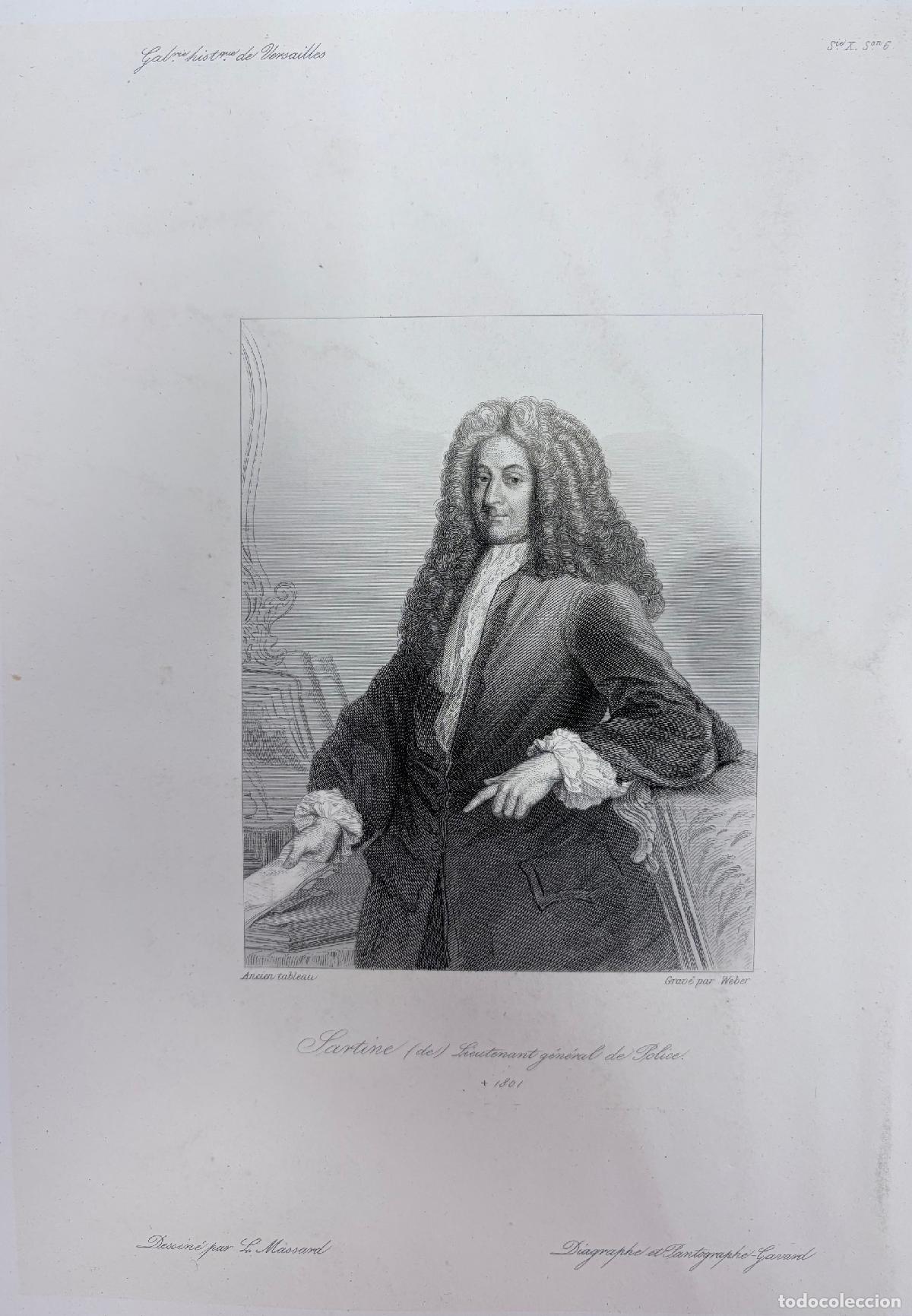 Arte: GRABADO CALCOGR&Aacute;FICO CON RETRATO DE SARTINE, TENIENTE GENERAL DE POLIC&Iacute;A DE PAR&Iacute;S. SIGLO XIX