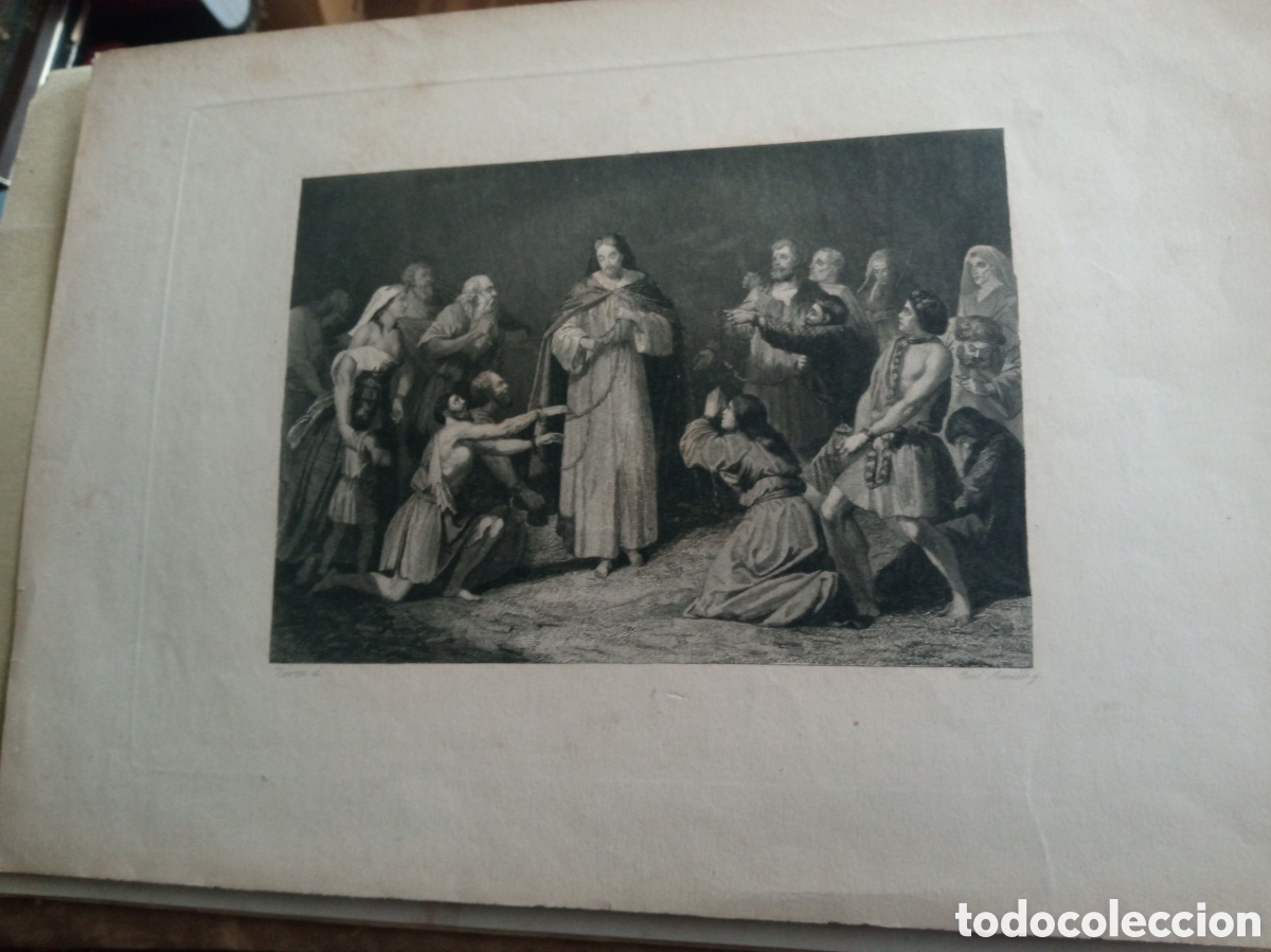 Arte: Antiguo grabado religioso por Jos&eacute; Amills, mide 31,6x22,8cm, la imagen 18x13cm