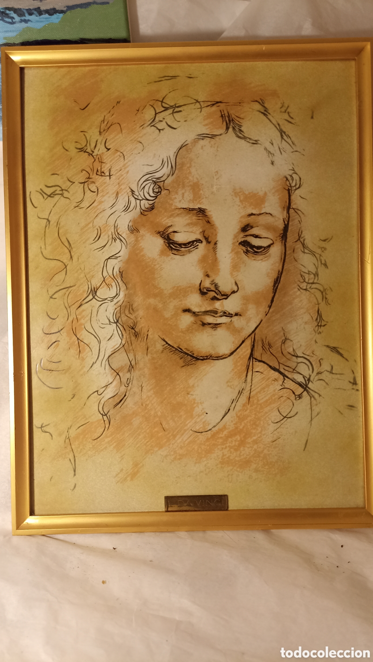 Arte: Cuadro Vintage &rdquo;La Scapigliata&rdquo; - Leonardo Da Vinci (Grabado en Metal)41/31 cm