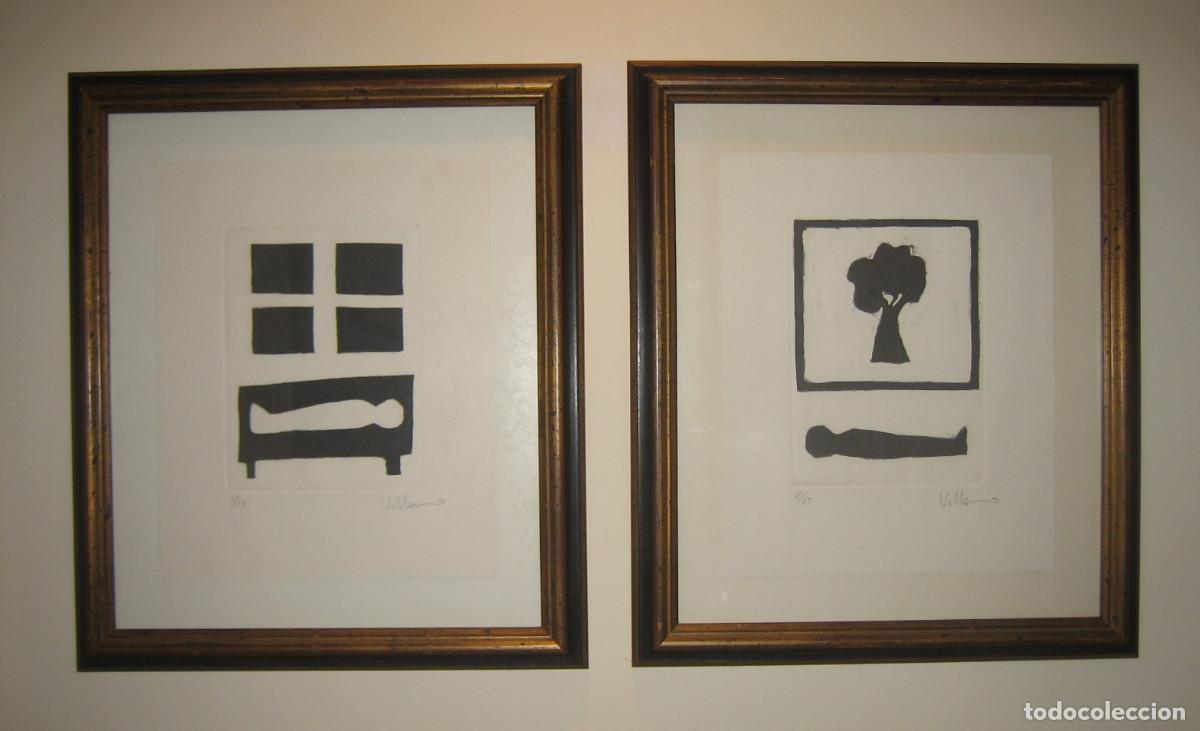 Arte: MIGUEL VILLARINO. PAREJA DE GRABADOS. SERIE TITULADA *EXITUS VITAE.