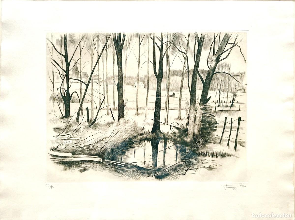 Arte: JAUME PLA i PALLEJ&Agrave;. Bassal 1. Anjou. Aguafuerte. Filigrana ROSA VERA, n. 22/50 . A&ntilde;o 1983. Firmado