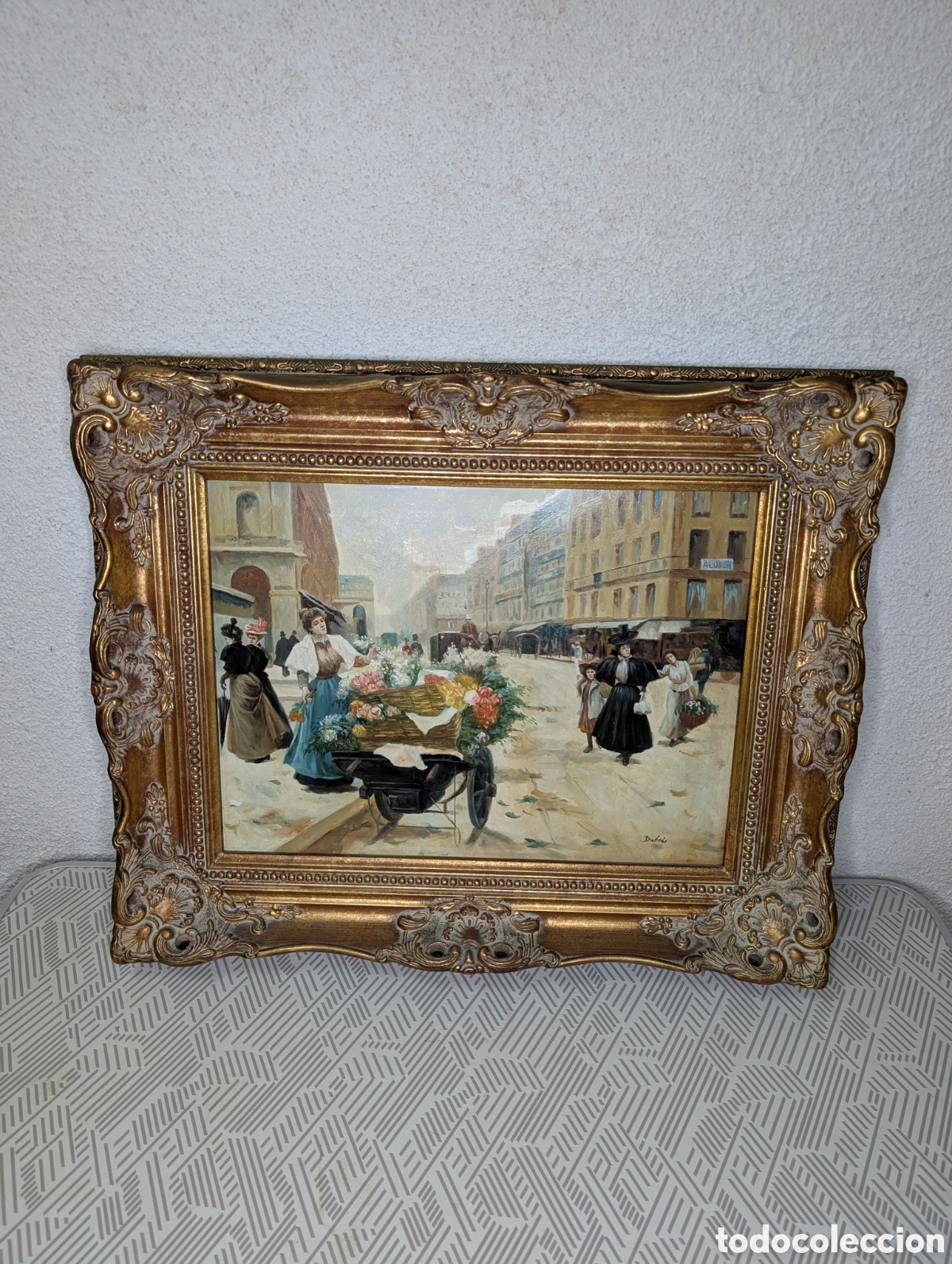 Arte: Cuadro grande decorativo estilo parisino marco dorado cl&aacute;sico