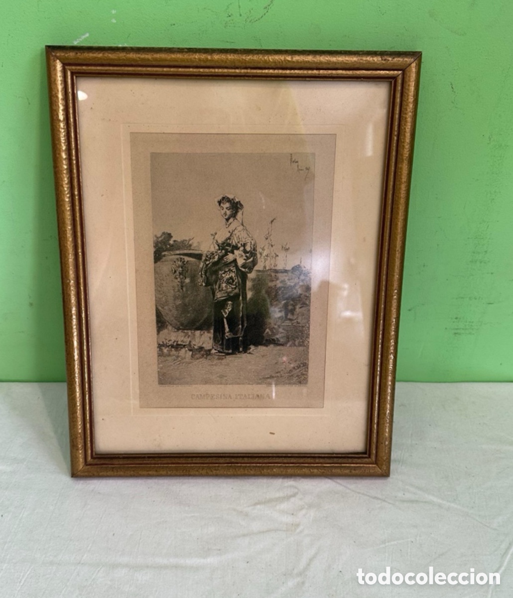 Arte: Mariano Fortuny y Marsal grabado original aguafuerte &ldquo;Campesina italiana&rdquo; firmado 1867