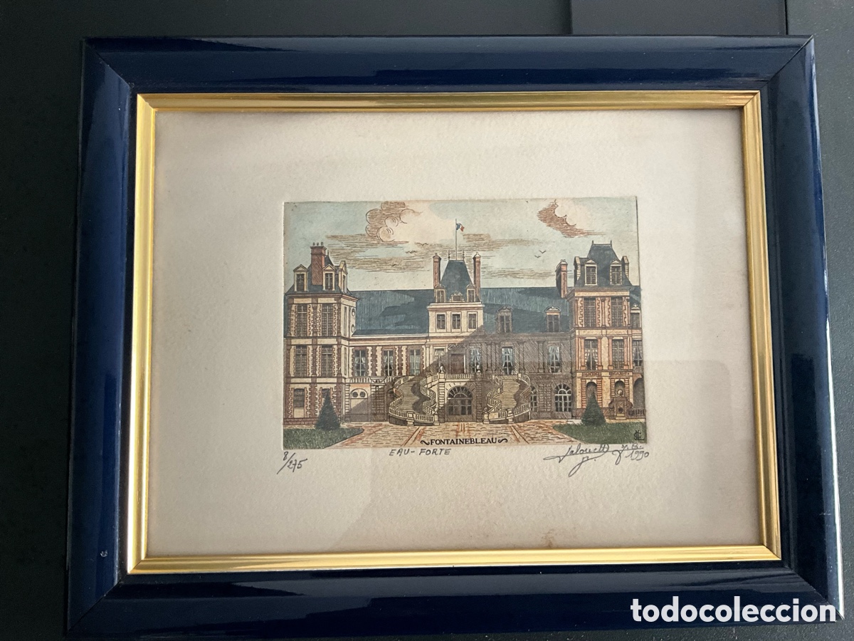Arte: EAU FORTE 14 X 9,7 - FONTAINEBLEAU, firmada por Lalouette - CHATEAUEAU