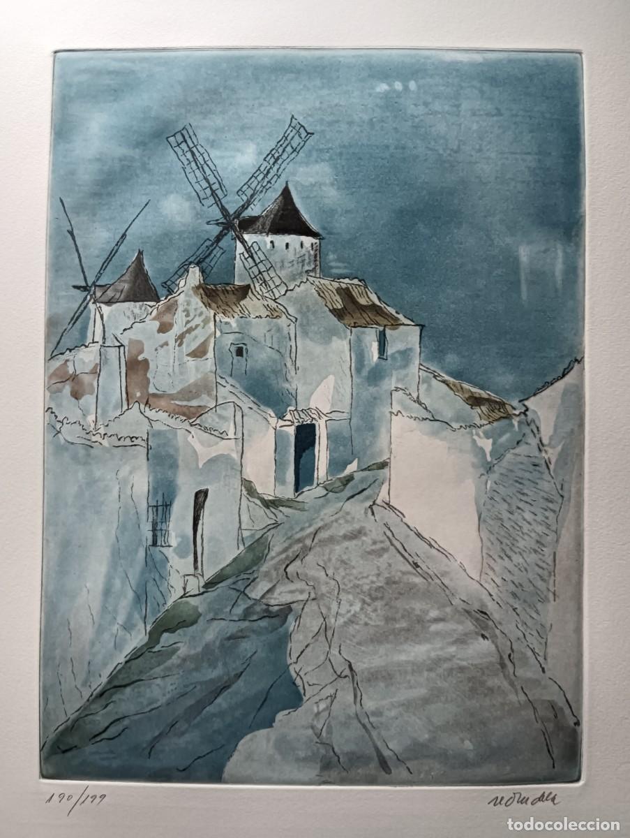 Arte: AGUST&Iacute;N REDONDELA (Madrid 1922-2015) Ruta Quijote grabado 36x27 en 52x37cms firma l&aacute;piz y numerado
