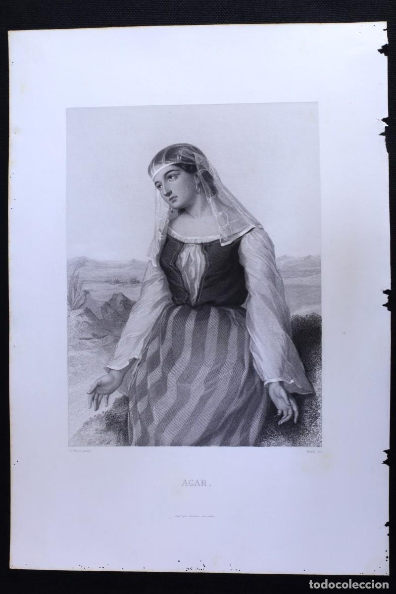 Arte: Grabado Las mujeres de la Biblia. Agar. Engraving: Women of the Bible. Hagar.