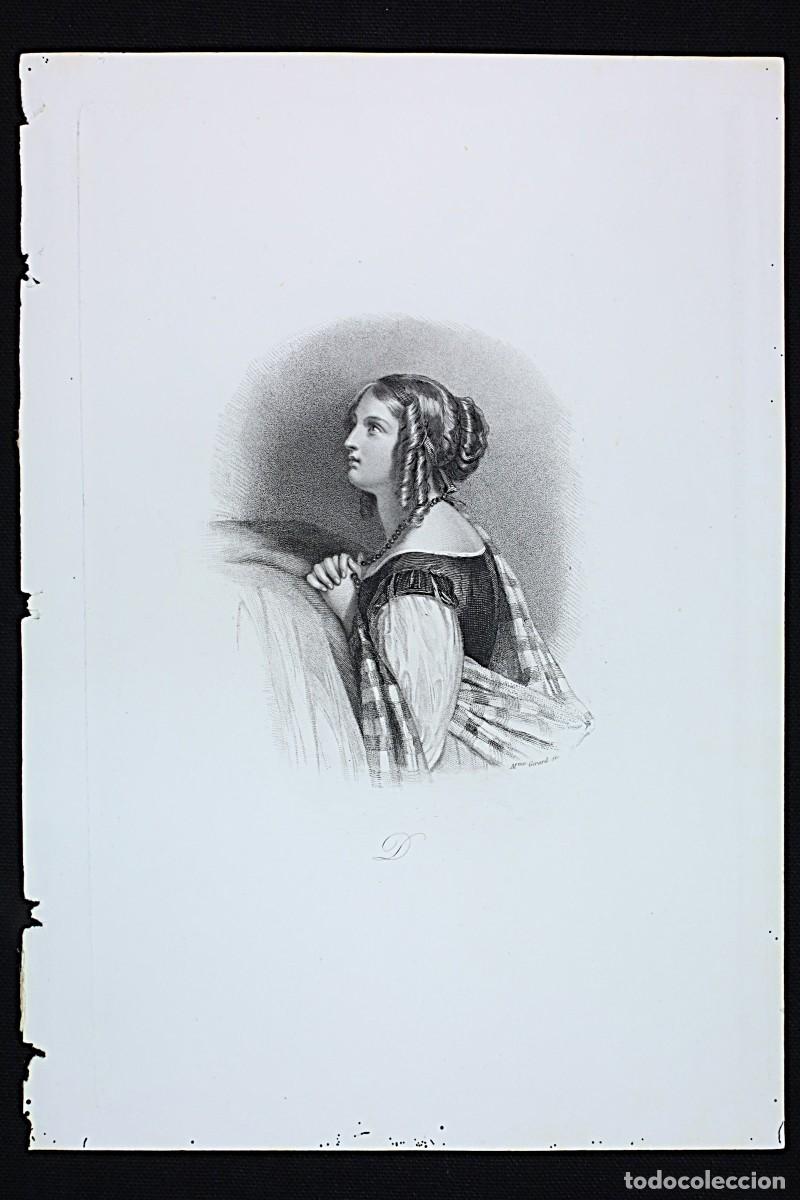 Arte: Grabado Las mujeres de la Biblia. Dina. Engraving: Women of the Bible. Dinah
