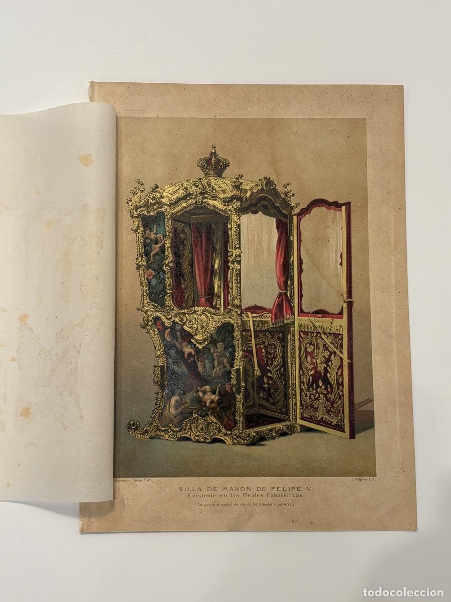 Arte: L&aacute;mina hist&oacute;rica s. XIX - Silla de manos de Felipe V - M. Pujadas