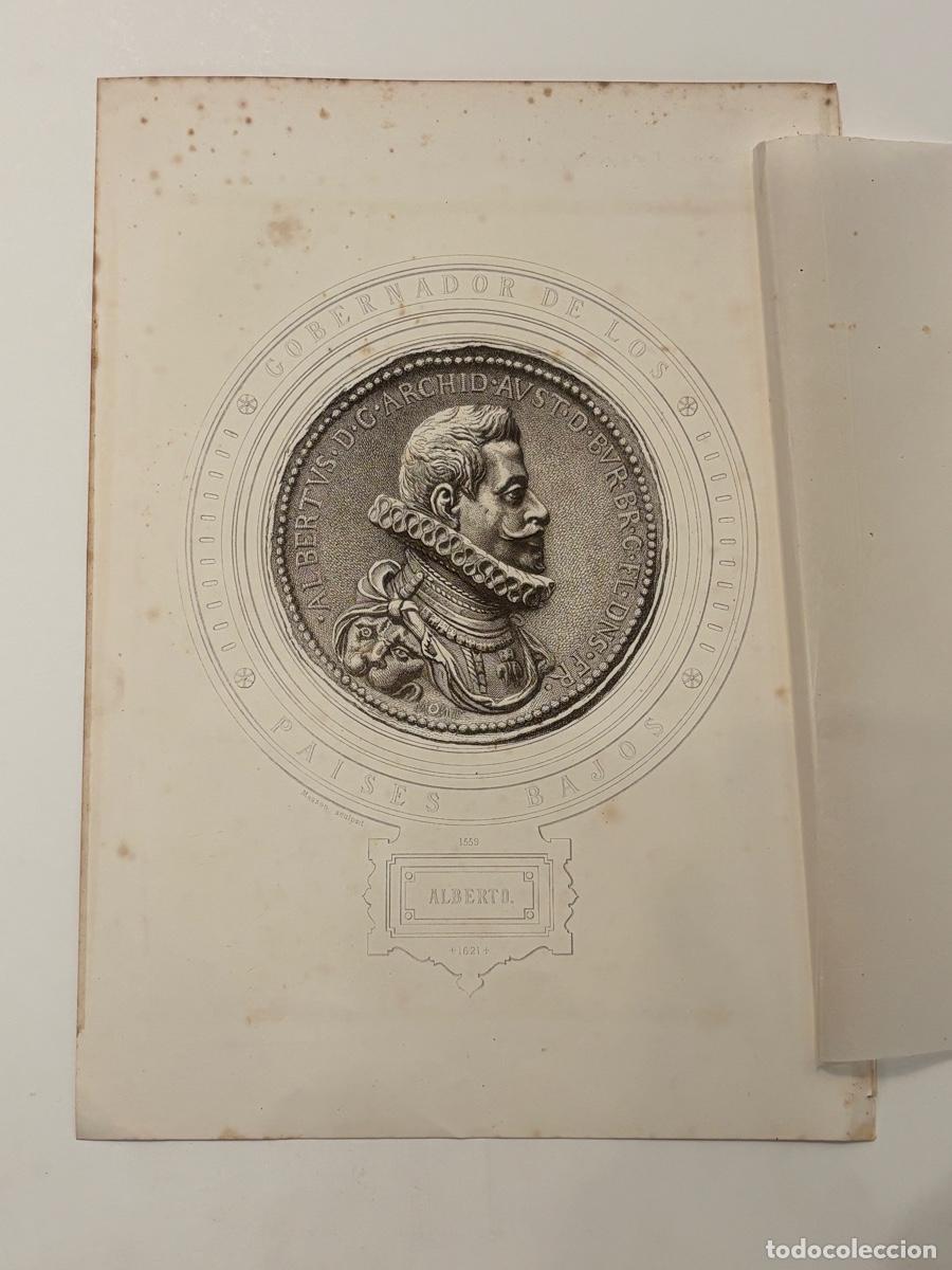 Arte: Grabado de un retrato del gobernador de Pa&iacute;ses Bajos Alberto, Masson (1814-1898)