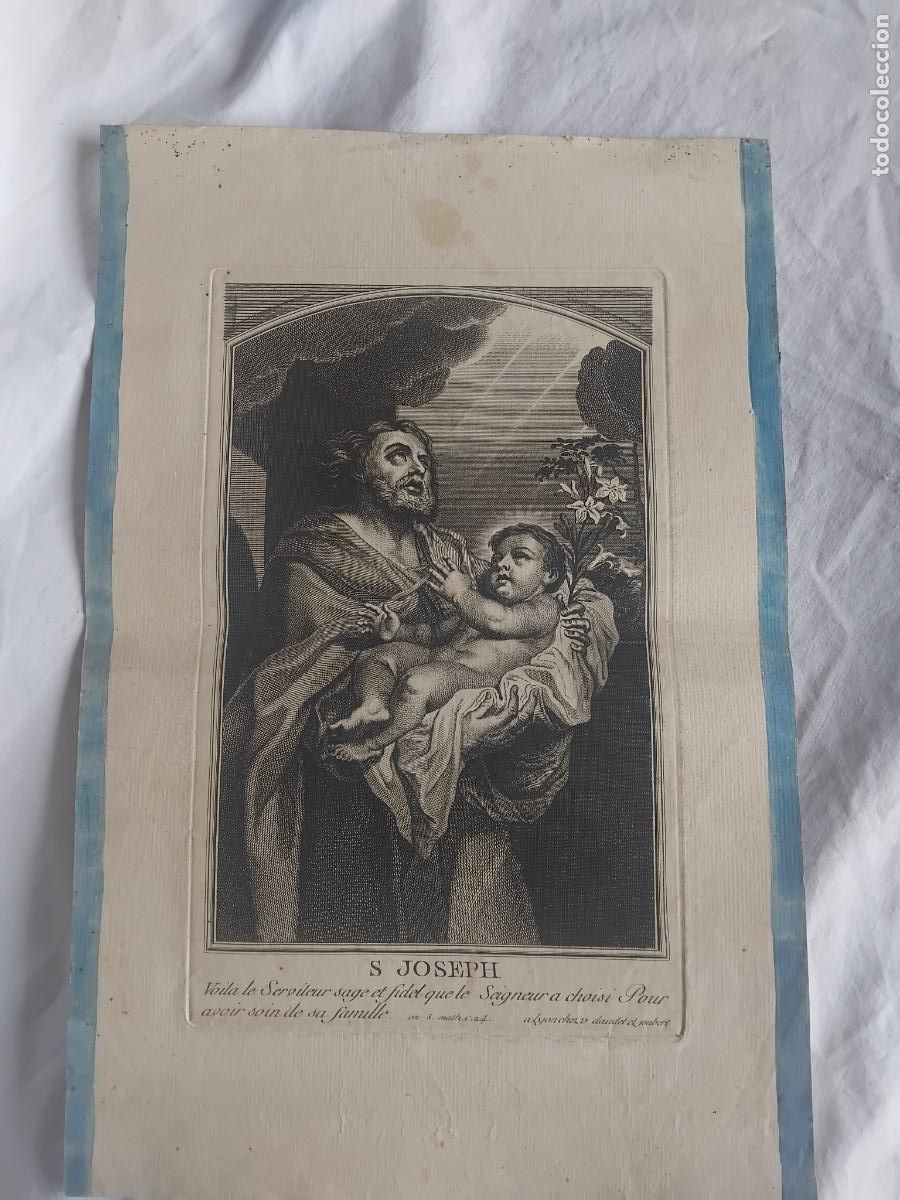 Arte: S JOSEPH. GRABADO SIGLO XVIII A LYON CHEZ DAUDET ET YOUBERT. 27 X 42 CM.