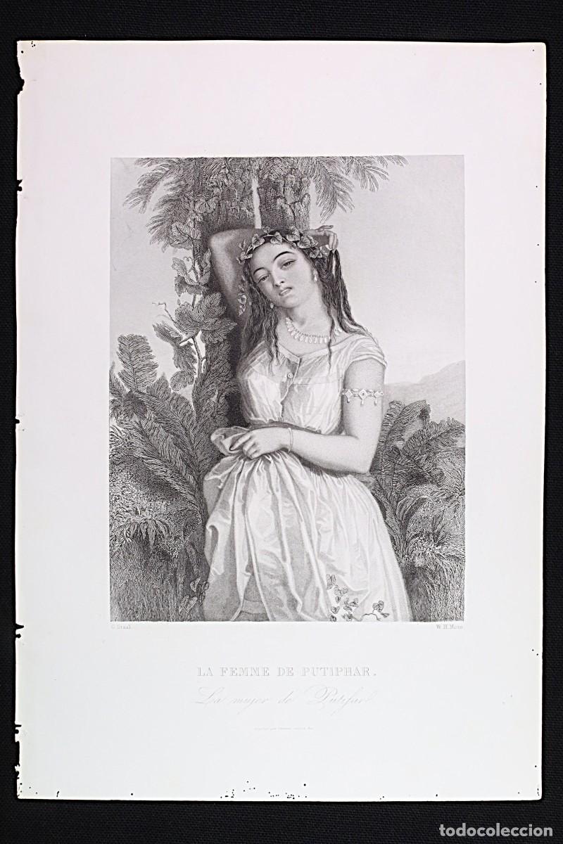 Arte: Grabado Las mujeres de la Biblia. La mujer de Putifar. Print: Women of the Bible. Potiphar&rsquo;s Wife