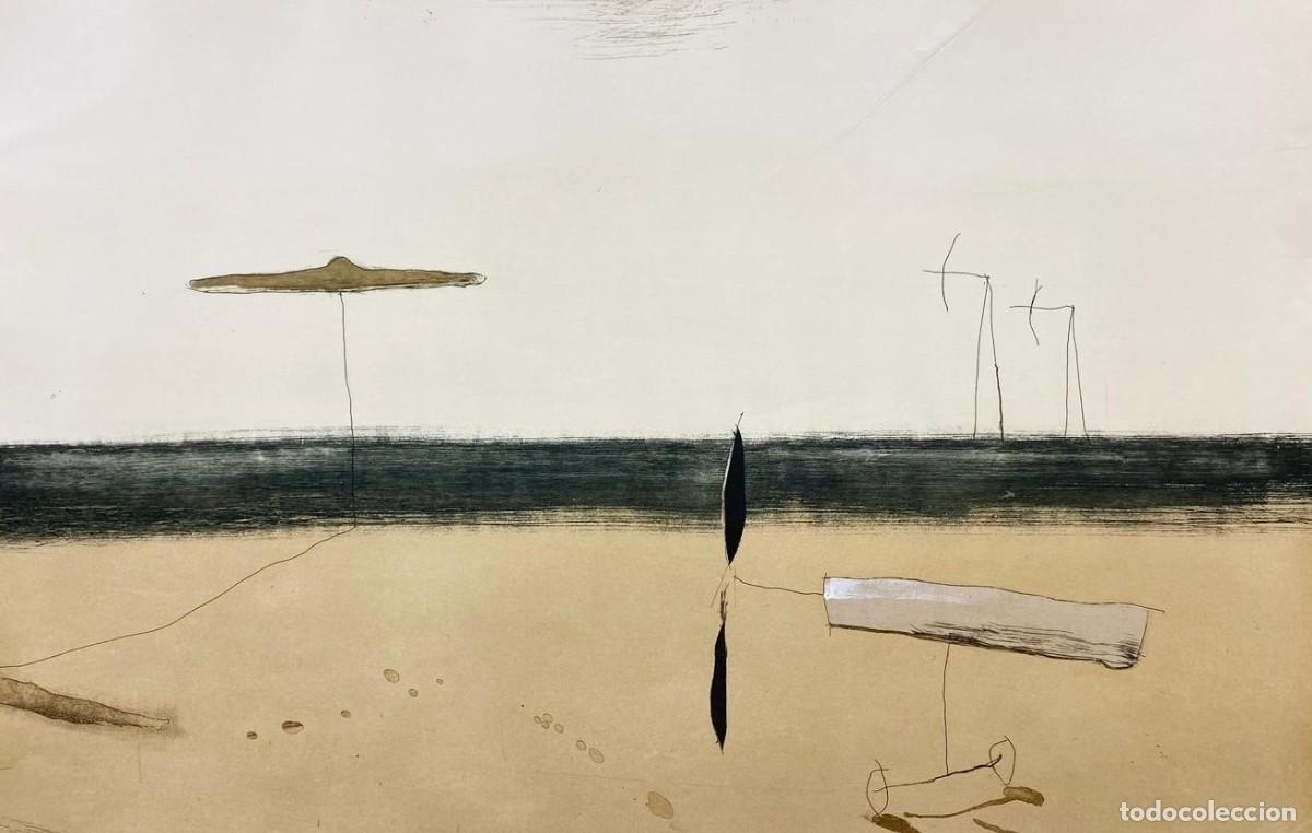 Arte: Josep Maria Riera i Arag&oacute;, aguafuerte con collage, arales, avi&oacute;n y submarino, tiraje 4/4, firmado.
