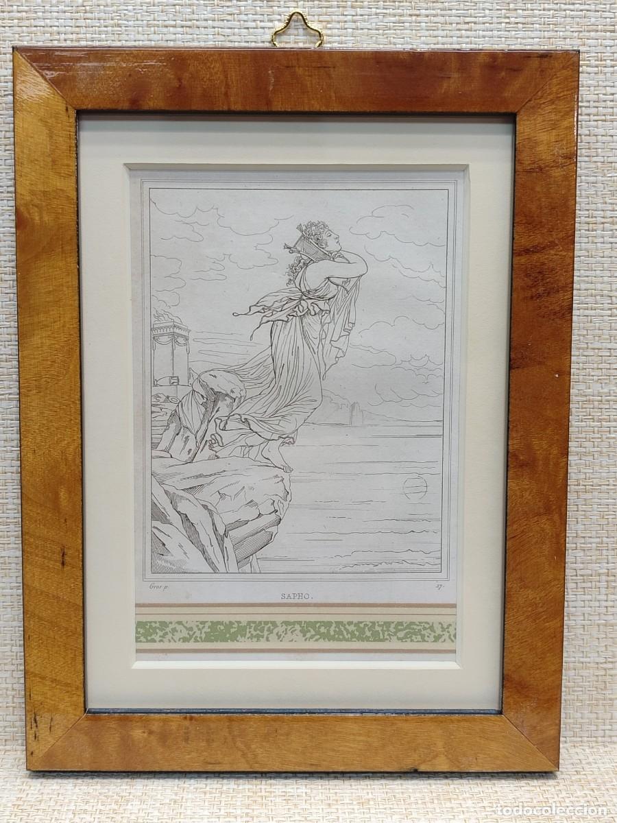Arte: Sapho. Musa de la musica. Musee de peinture et de sculpture. Reveil. 1828. cuadro