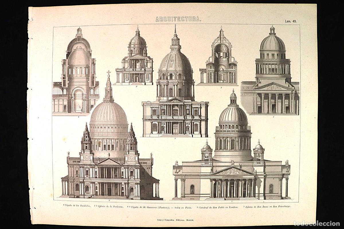 Arte: Grabado Arquitectura 49. San Pablo Londres, San Petersburgo. Architecture Engraving 49. St Paul&rsquo;s