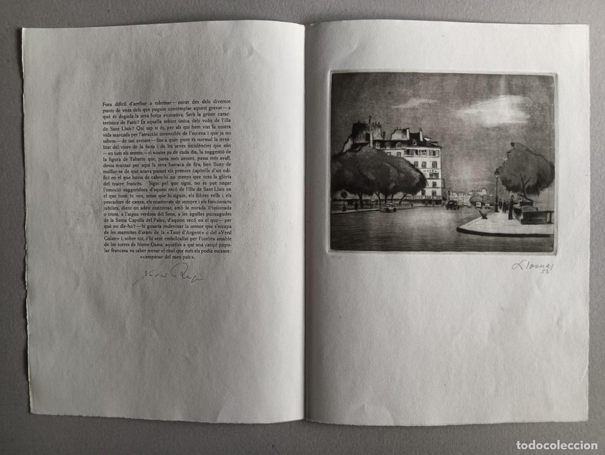 Arte: Frederic Lloberas (Barcelona 1912-1983) Dia Gris a Par&iacute;s grabado 1953 Xavier Regas firmas mano 18/58