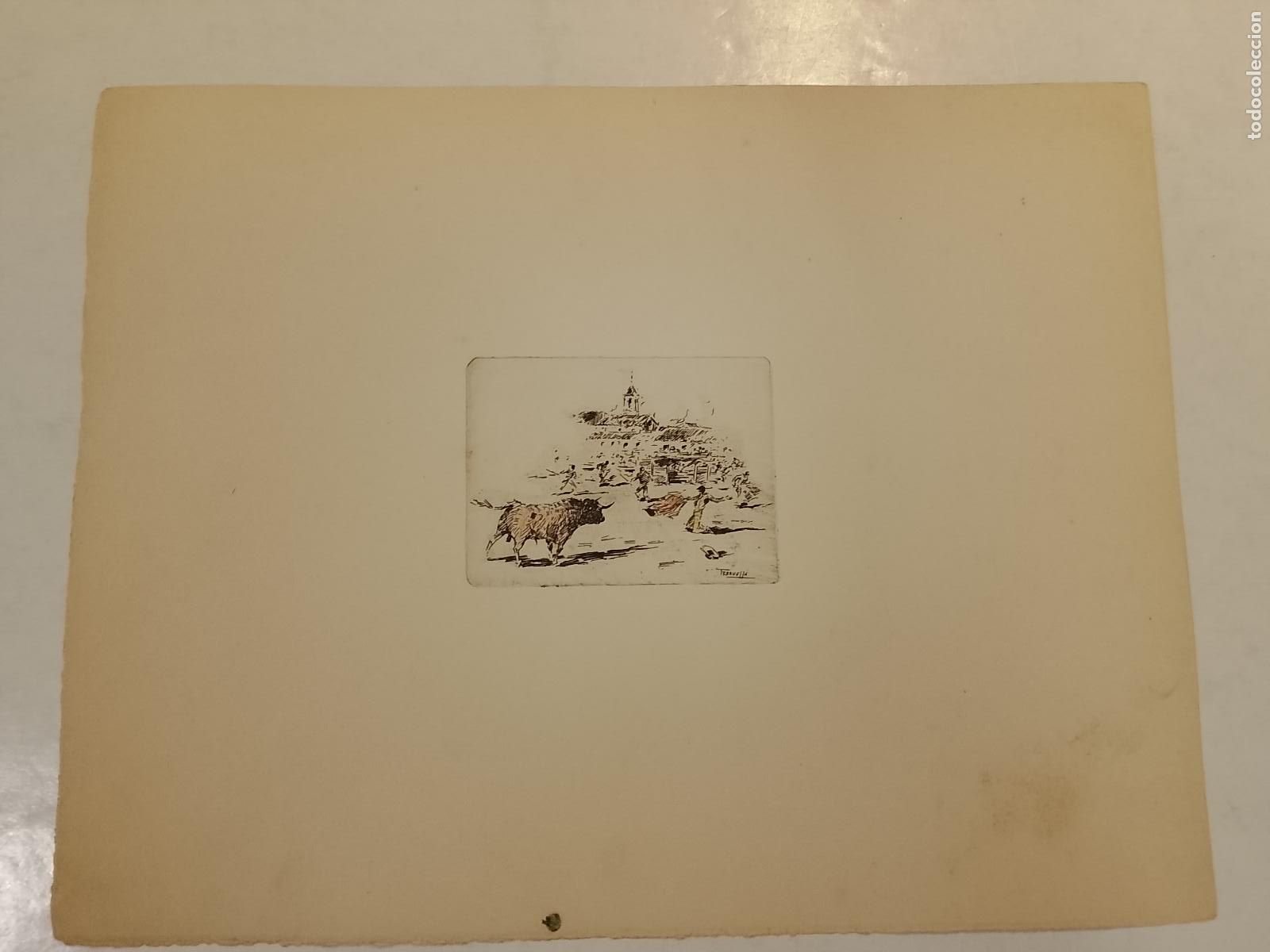 Arte: TERRUELLA - AGUAFUERTE - GRABADO ANTIGUO - CORRIDA DE TOROS - VER FOTOS