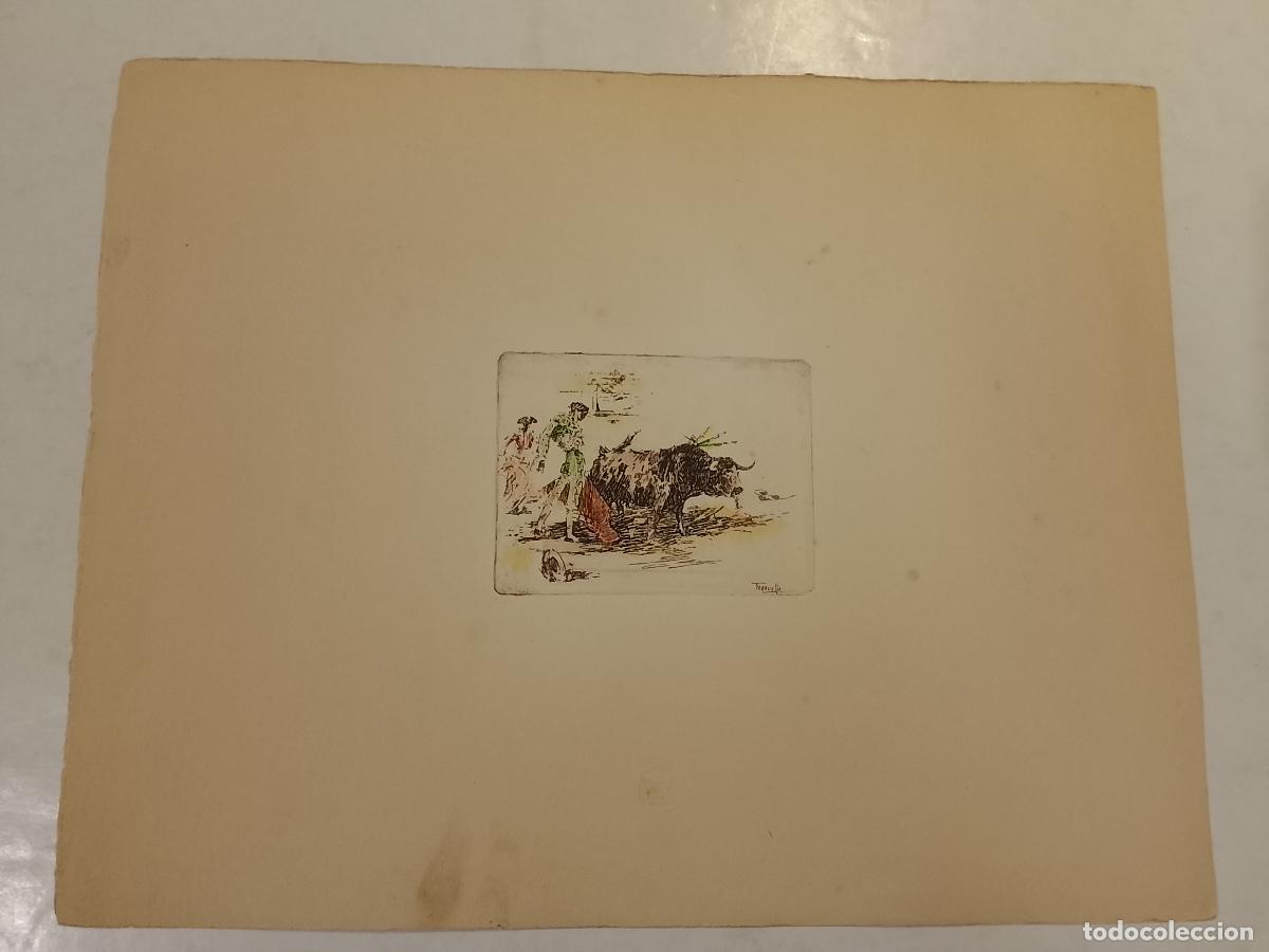 Arte: TERRUELLA - AGUAFUERTE - GRABADO ANTIGUO - CORRIDA DE TOROS - VER FOTOS