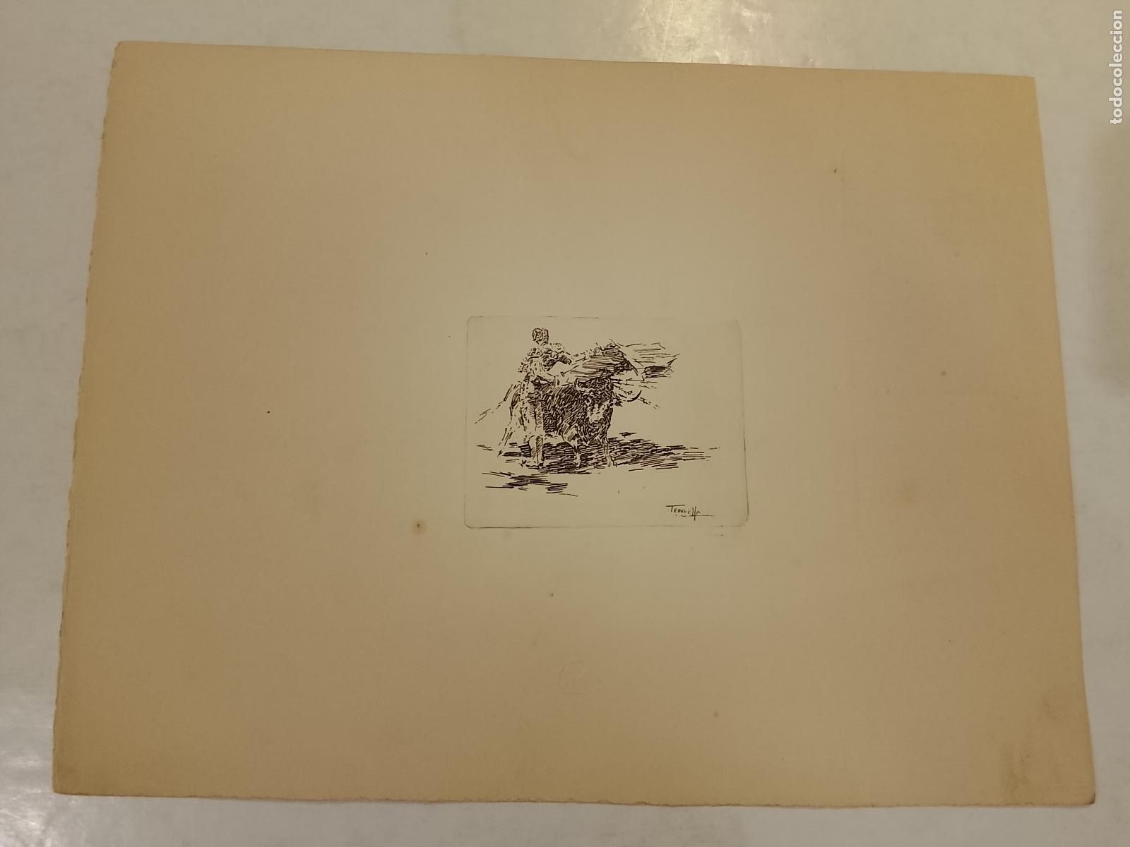 Arte: TERRUELLA - AGUAFUERTE - GRABADO ANTIGUO - CORRIDA DE TOROS - VER FOTOS