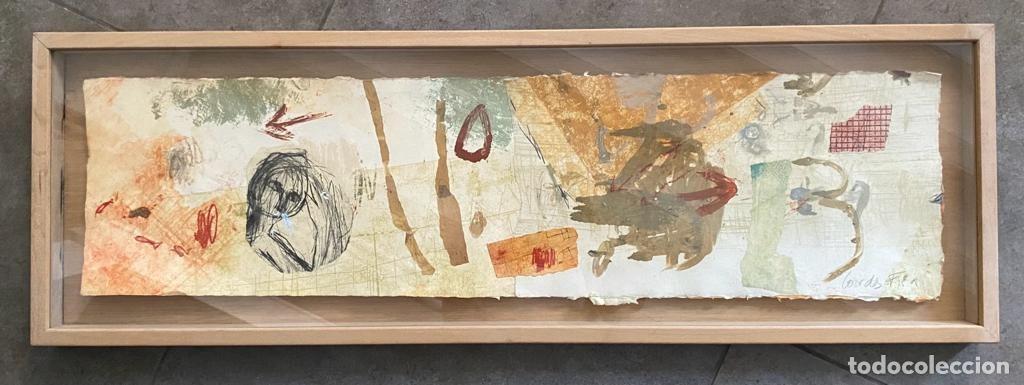 Arte: Lourdes Fisa, grabado, abstracci&oacute;n figurativa, firmado a l&aacute;piz, con marco. 97x26cm