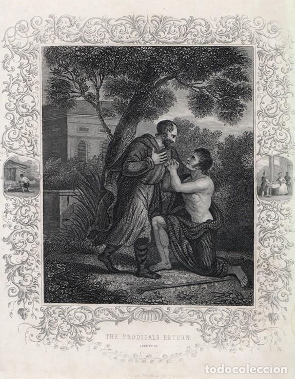 Arte: GRABADO AL ACERO DE 1864, LA PAR&Aacute;BOLA DEL HIJO PR&Oacute;DIGO. THOMAS KELLY & CO., FLEETWOOD