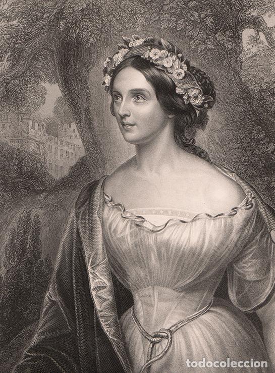 Arte: GRABADO AL ACERO DE 1849, OFELIA, DE VOGEL VON VOGELSTEIN. GRAB&Oacute; A. H. PAYNE, BOOK OF ART. HAMLET