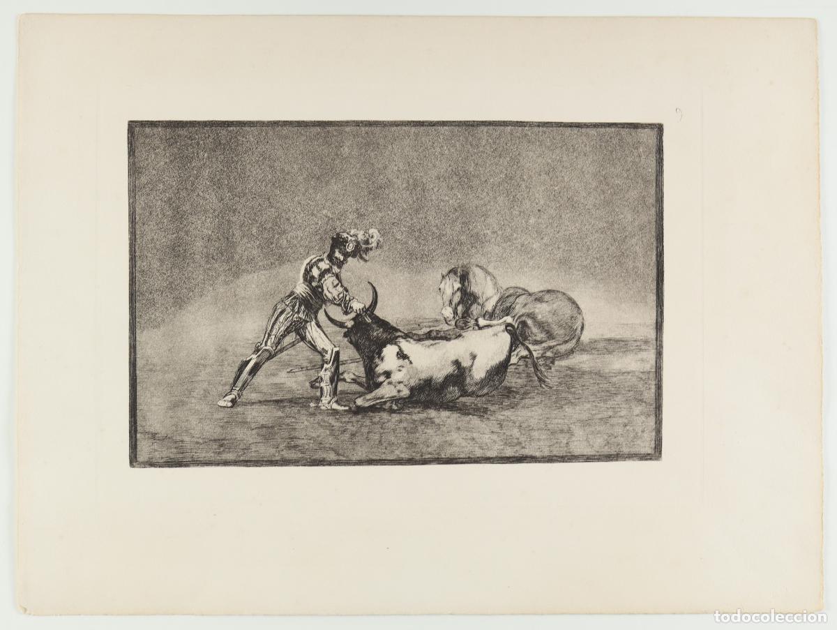 Arte: Un caballero espa&ntilde;ol mata un toro despues de haber perdido el caballo - Goya Lucientes, Francisco de