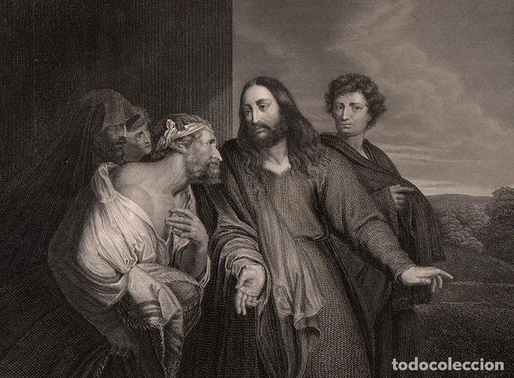 Arte: GRABADO AL ACERO DE 1849, JES&Uacute;S SANA A UN PARAL&Iacute;TICO, DE ANTONIO VAN DYCK. GRAB&Oacute; APPOLD. A. H. PAYNE