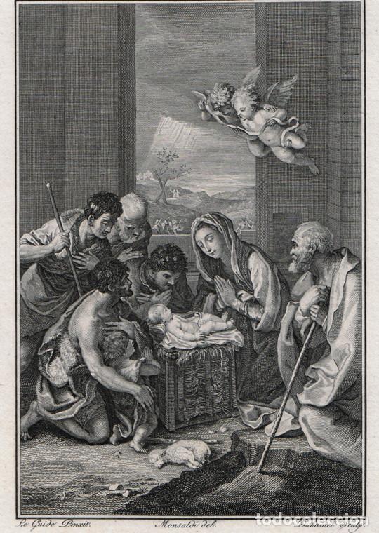 Arte: GRABADO A BURIL DE 1804, NACIMIENTO DE JES&Uacute;S EN BEL&Eacute;N, DE GUIDO RENI, GRAV&Oacute; DUHAMEL, HOJA EN CUARTO