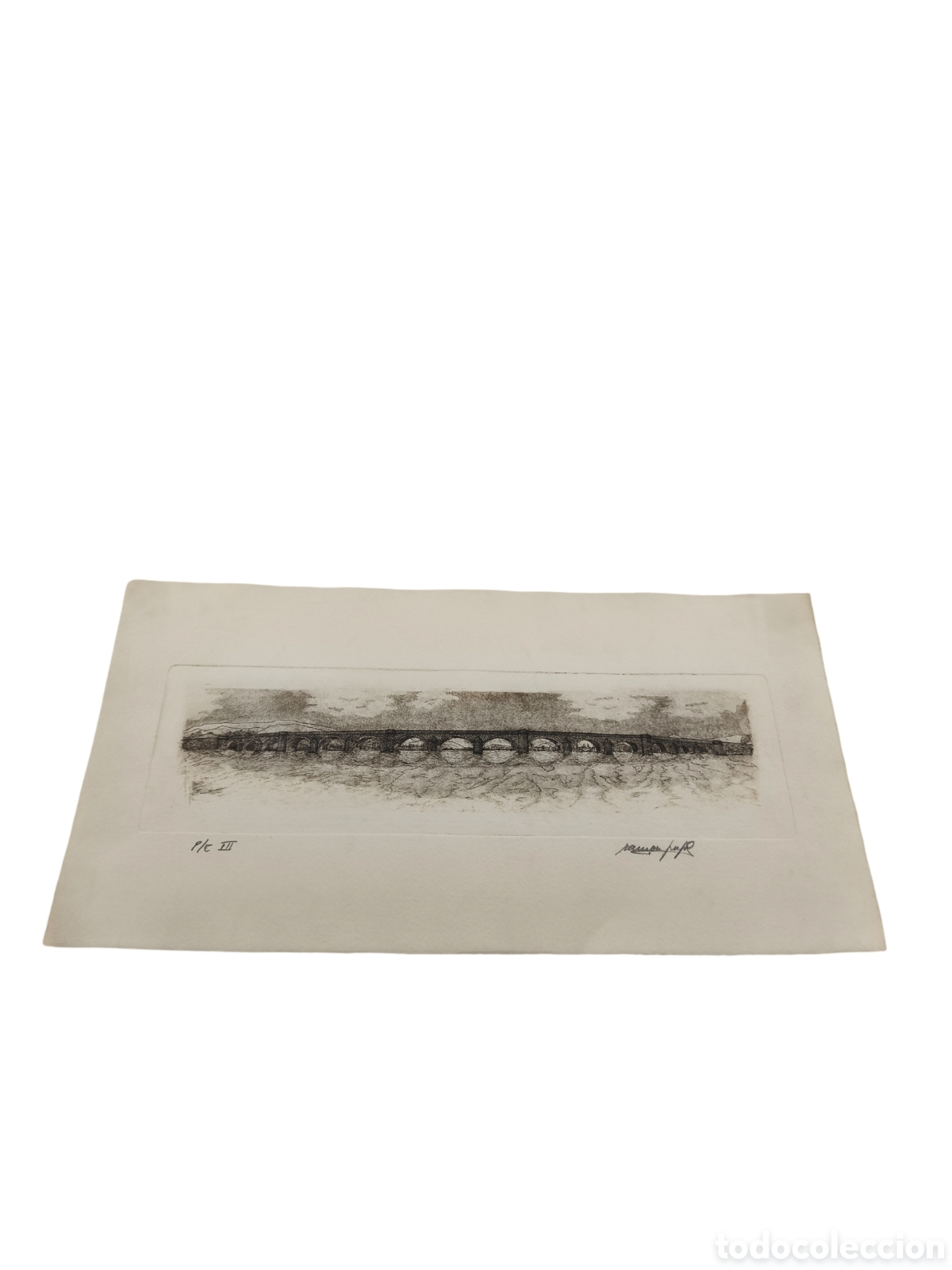 Arte: RAM&Oacute;N PUJOL - PONT DE CARLES III (MOLINS DE REI) - PRUEBA DE ESTADO II - FIRMADO - 51x26 CM