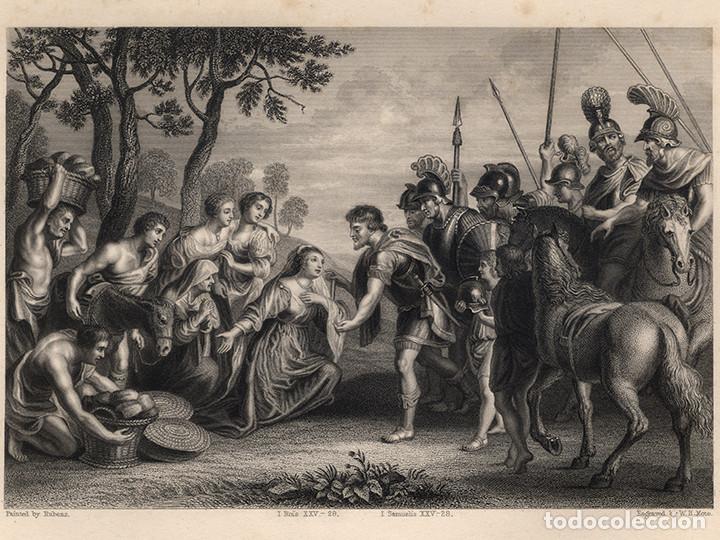 Arte: GRABADO AL ACERO DE 1843, EL ENCUENTRO DE DAVID Y ABIGAIL, DE RUBENS, EN 4&ordm;, GRAB&Oacute; W. H. MOTE