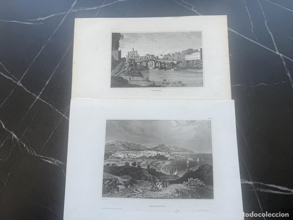 Arte: Vistas de Barcelona y Manresa (Catalu&ntilde;a, Espa&ntilde;a), hacia 1850. Varios autores