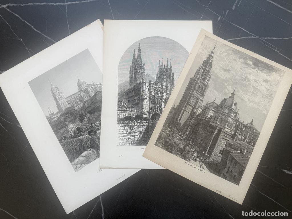 Arte: Vistas de Salamanca, Toledo y Burgos ( Espa&ntilde;a), hacia 1850. Varios autores