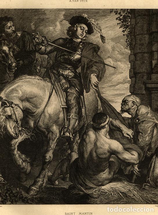 Arte: AGUAFUERTE DE 1882, SAN MART&Iacute;N Y EL MENDIGO, DE ANT&Oacute;N VAN DYCK. GRAN FOLIO, GRAB&Oacute; AUGUSTE BOULARD