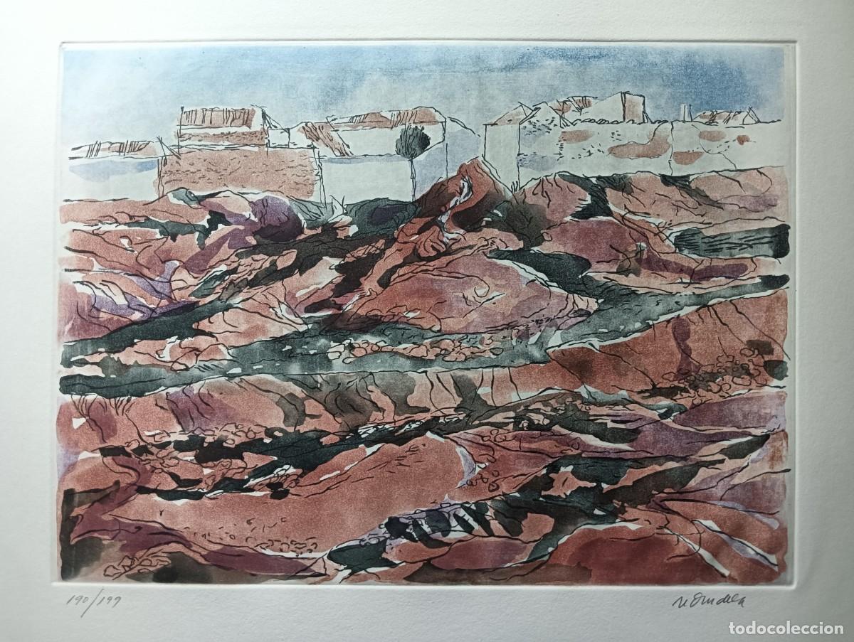 Arte: AGUST&Iacute;N REDONDELA (Madrid, 1922-2015) grabado colores de 27x36cms en papel de 52x37c Firma l&aacute;piz num