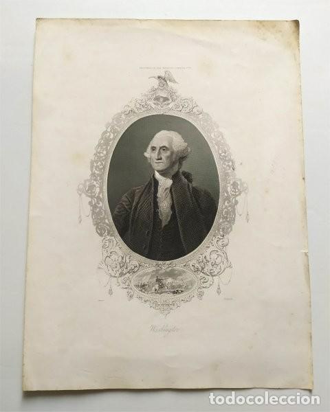 Arte: Grabado de George Washington. Stuart - Edwards. Mediados del siglo XIX