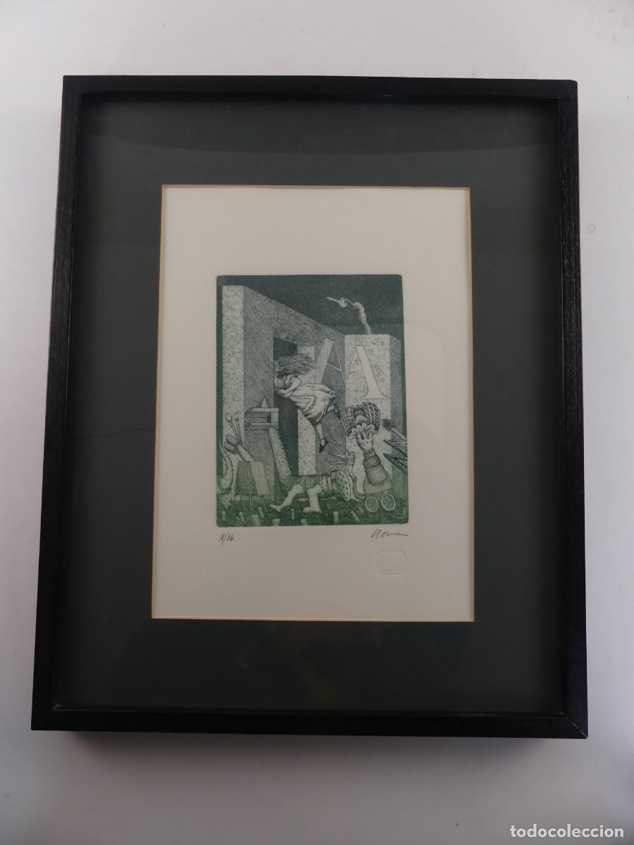 Arte: INTERESANTE GRABADO NUMERO N/14 FIRMADO Y ENMARCADO