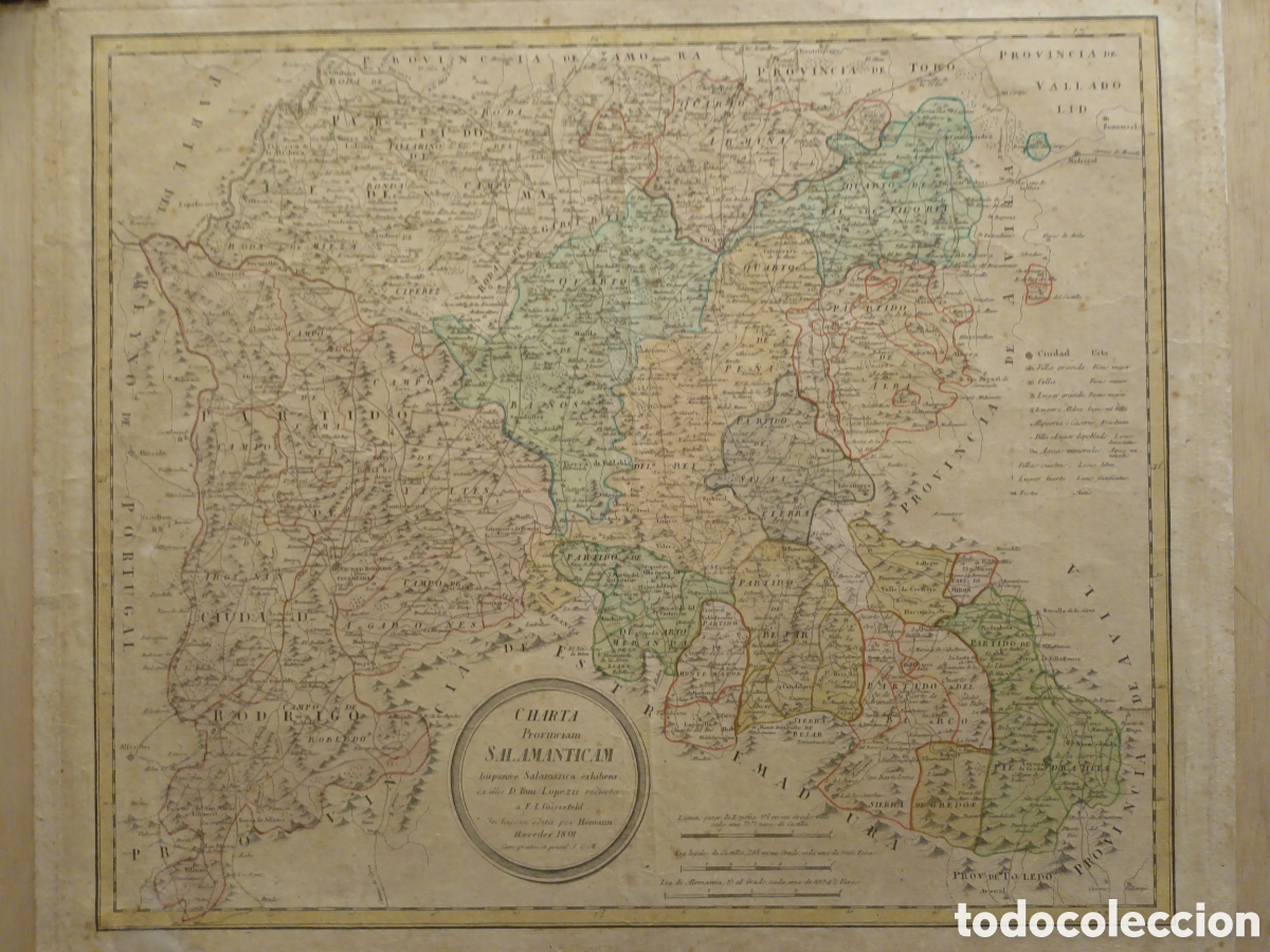 Arte: GRABADO ORIGINAL ANTIGUO - PROVINCIA DE SALAMANCA - TOM&Agrave;S LOPEZ - FINALES SIGLO XVIII - 61 X 52 CM
